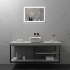 FRAME Miroir lumineux salle de bain LED 3 couleurs + intensité réglable & fonction anti-buée 50 x 70 cm 6