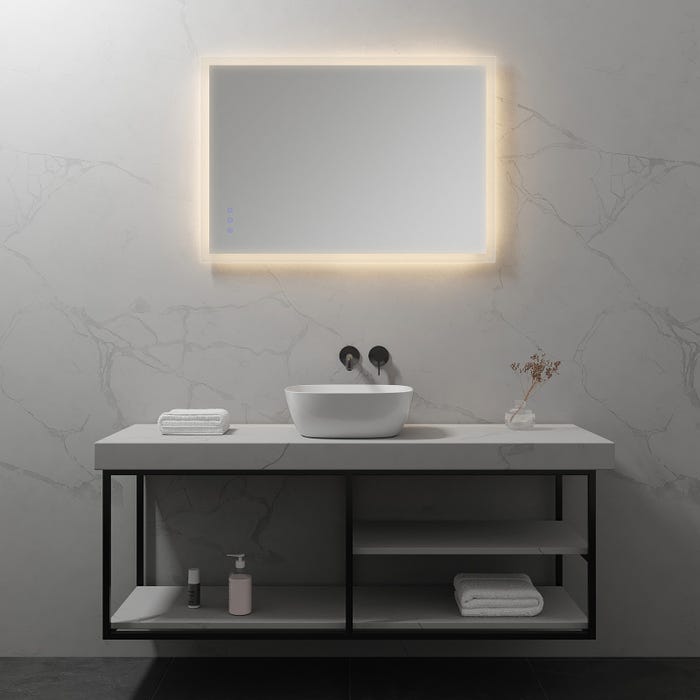 FRAME Miroir lumineux salle de bain LED 3 couleurs + intensité réglable & fonction anti-buée 70 x 100 cm 5