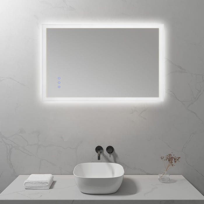 FRAME Miroir lumineux salle de bain LED 3 couleurs + intensité réglable & fonction anti-buée 70 x 100 cm 8