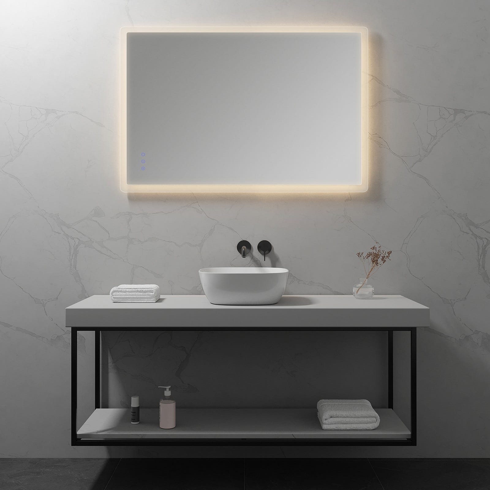 MELLOW Miroir lumineux salle de bain LED 3 couleurs + intensité réglable & fonction anti-buée 80 x 120 cm 5