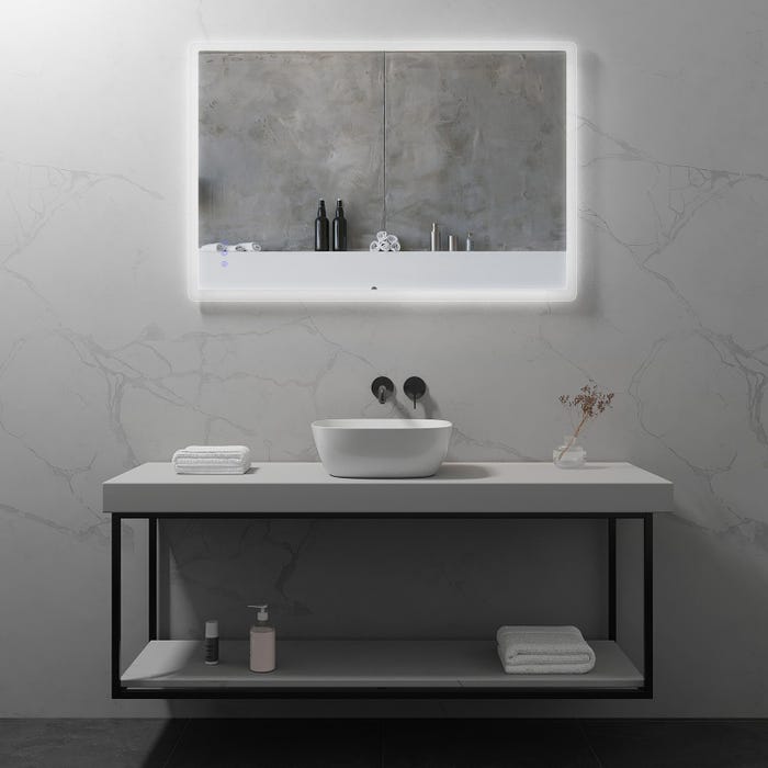 MELLOW Miroir lumineux salle de bain LED 3 couleurs + intensité réglable & fonction anti-buée 80 x 120 cm 6
