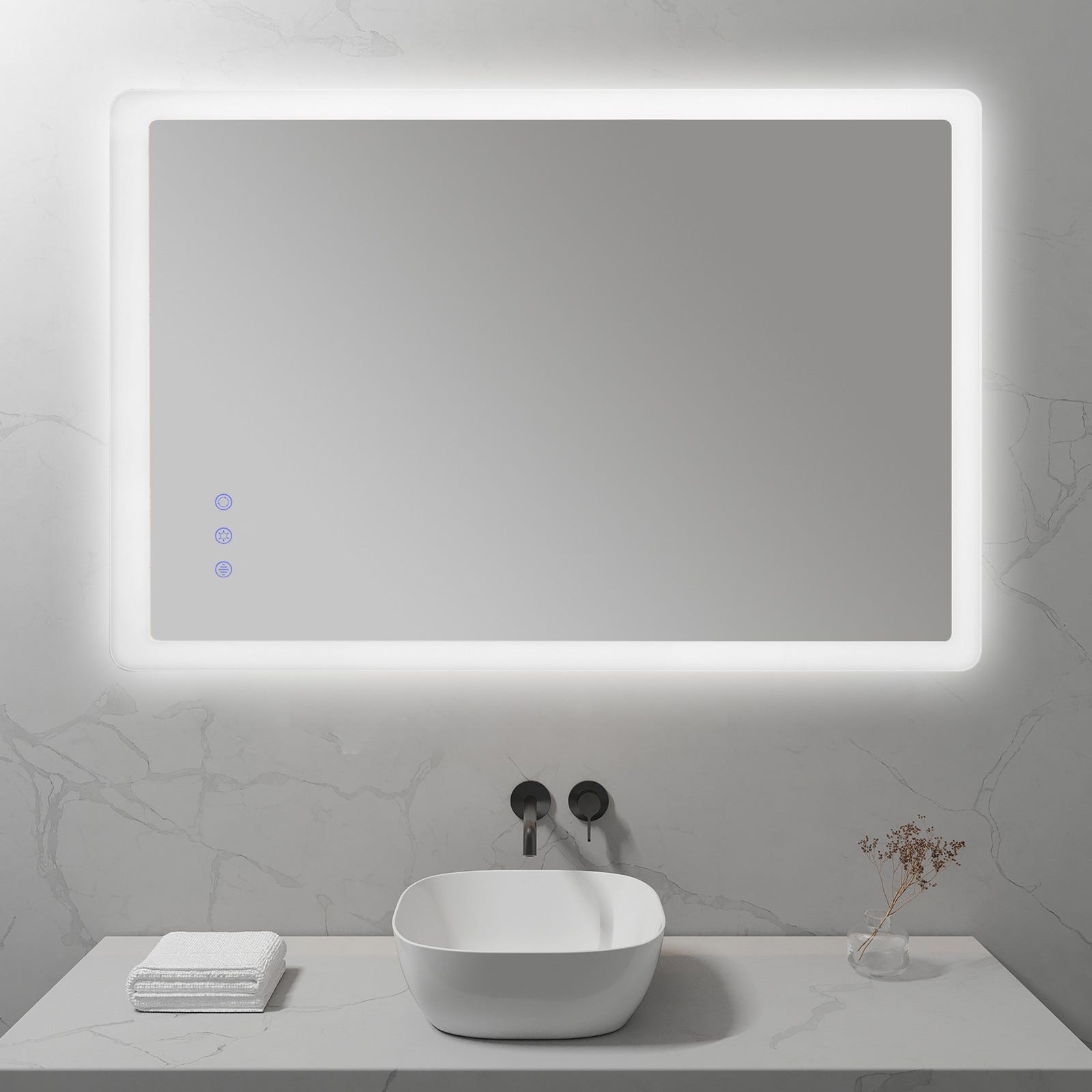 MELLOW Miroir lumineux salle de bain LED 3 couleurs + intensité réglable & fonction anti-buée 80 x 120 cm 7