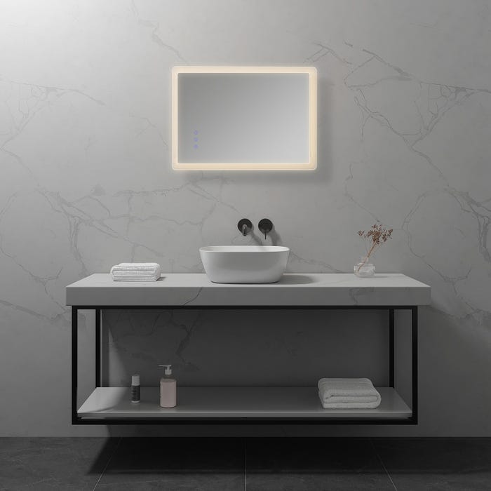 MELLOW Miroir lumineux salle de bain LED 3 couleurs + intensité réglable & fonction anti-buée 50 x 70 cm 5