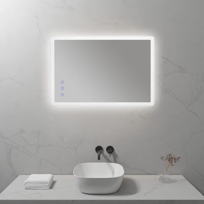 MELLOW Miroir lumineux salle de bain LED 3 couleurs + intensité réglable & fonction anti-buée 50 x 70 cm 7