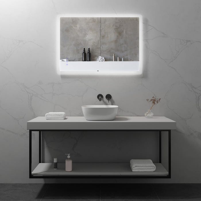 MELLOW Miroir lumineux salle de bain LED 3 couleurs + intensité réglable & fonction anti-buée 70 x 100 cm 6