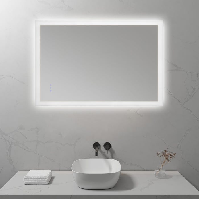 FRAME Miroir lumineux salle de bain LED 3 couleurs + intensité réglable & fonction anti-buée 80 x 100 cm 8