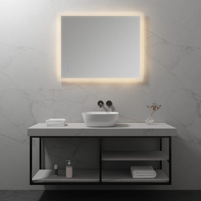 FRAME Miroir lumineux salle de bain LED 3 couleurs + intensité réglable & fonction anti-buée 80 x 100 cm 5