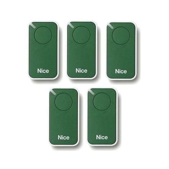 Lot de 5 Télécommandes NICE INTI1G - 1 canal vert 433,92 MHz + 1 porte-clés Domobip 0