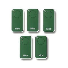 Lot de 5 Télécommandes NICE INTI1G - 1 canal vert 433,92 MHz + 1 porte-clés Domobip 2
