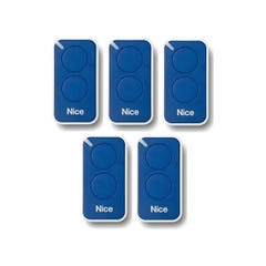 Lot de 5 Télécommandes NICE INTI2B - 2 canaux bleus 433,92 MHz + 1 porte-clés Domobip 0