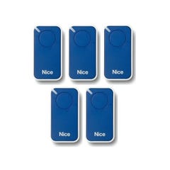 Lot de 5 Télécommandes NICE INTI1B - 1 canal bleu 433,92 MHz + 1 porte-clés Domobip 0