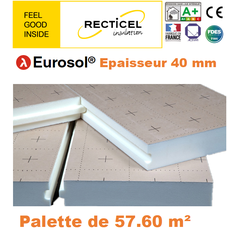 Dalle isolante polyurethane Eurosol - 40 mm - R 1.80 - Palette 57.6 m² 0