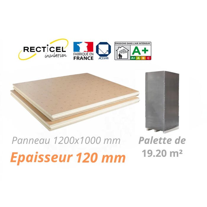 Dalle isolante polyurethane Eurosol - 120 mm - R 5.45 - Palette 19.2 m² 0