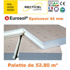 Dalle isolante polyurethane Eurosol - 44 mm - R 2.00 - Palette 52.8 m² 0