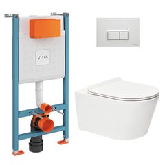 Vitra Pack WC Bâti-support V-Fix Core + WC sans bride SAT Brevis + Plaque, Blanc brillant (V-FixBrevis-1) 0