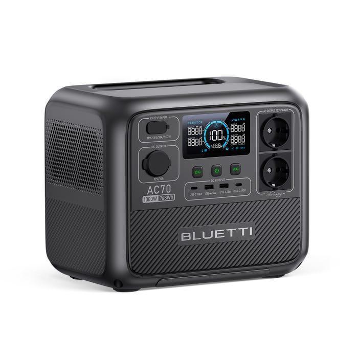 BLUETTI Générateur Électrique Portable AC70, 768Wh 1000W LiFePO4 Batterie de Secours pour Voyage d'hiver 0
