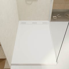 Receveur en acrylique Blanc 90x140x5 cm + Grilles Linéaires Chrome et Blanche - WHITENESS II 0