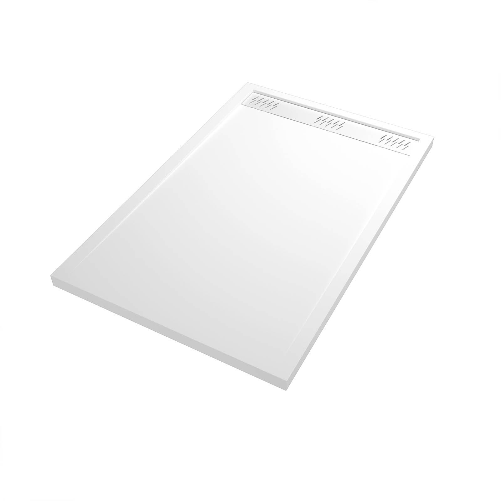 Receveur en acrylique Blanc 90x140x5 cm + Grilles Linéaires Chrome et Blanche - WHITENESS II 2