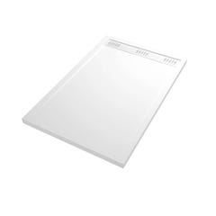 Receveur en acrylique Blanc 90x140x5 cm + Grilles Linéaires Chrome et Blanche - WHITENESS II 2