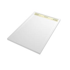 Receveur en acrylique Blanc 90x140x5 cm + Grilles Linéaires Chrome et Or Brossé - WHITENESS II 2