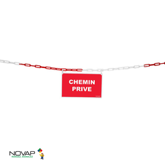 Kit de délimitation chaîne 5m rouge/blanc et panneau chemin privé - 1365025 0