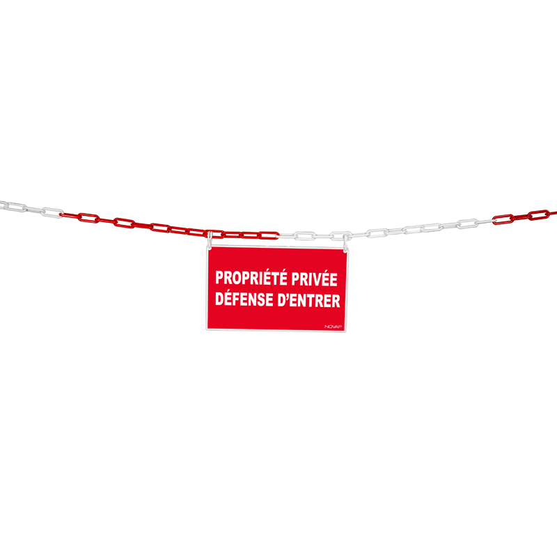 Kit de délimitation chaîne 5m rouge/blanc et panneau propriété privée défense d'entrer - 1365018 2