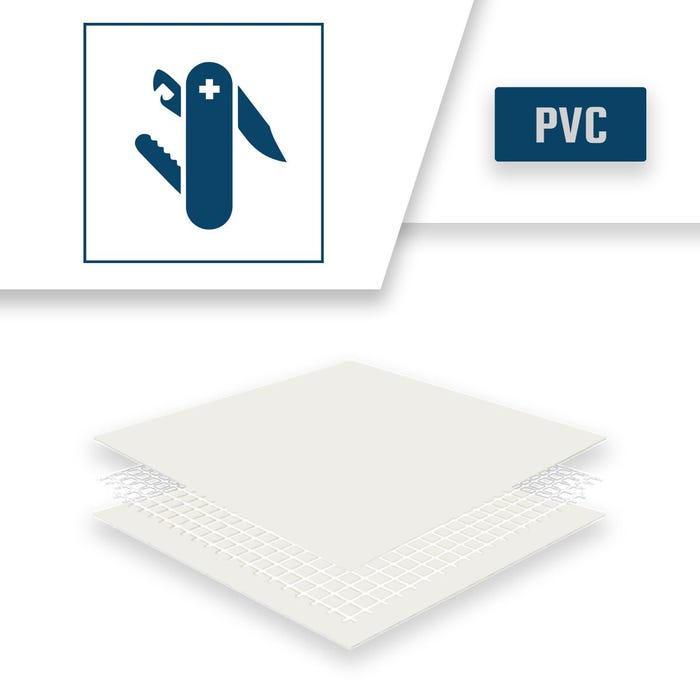 Bâche de Protection 1,5x6 m Blanc Crème - Qualité 5 ans TECPLAST 506MU - Bâche PVC étanche - Résistance Anti-UV 3