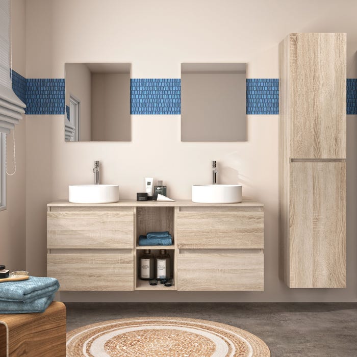 Robinet salle de bain Mitigeur lavabo HIRO en acier inoxydable - cartouche céramique ACS - couleur inox brossé - 4,5 x 20 x 18 cm 1