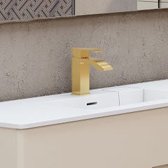 Robinet salle de bain Mitigeur lavabo CABERNET doré en acier inoxydable avec cartouche céramique ACS 1