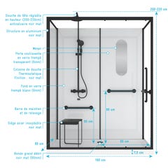 Cabine de douche Sécurisée et Accessible à Tous 160x85x220cm - Mitigeur Thermostatique 3