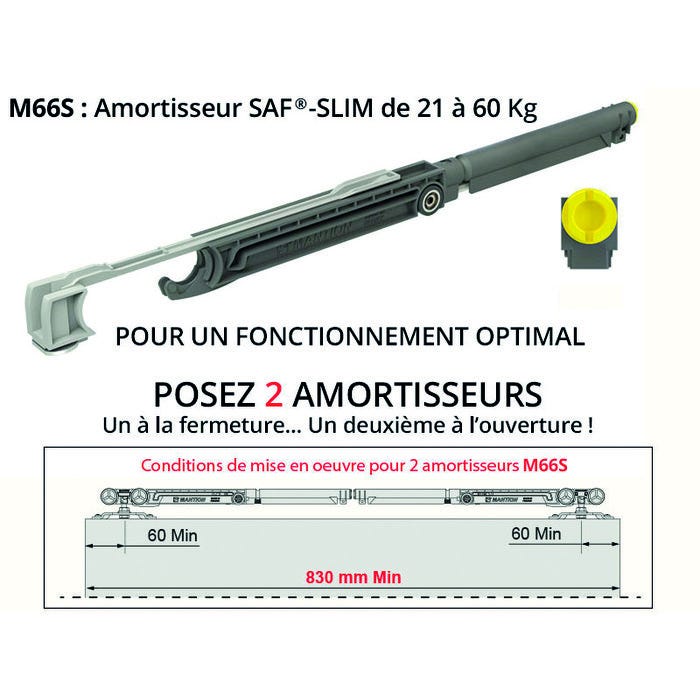 Amortisseur pour porte SAF 61 - 80 kg- Mantion - M67S 1