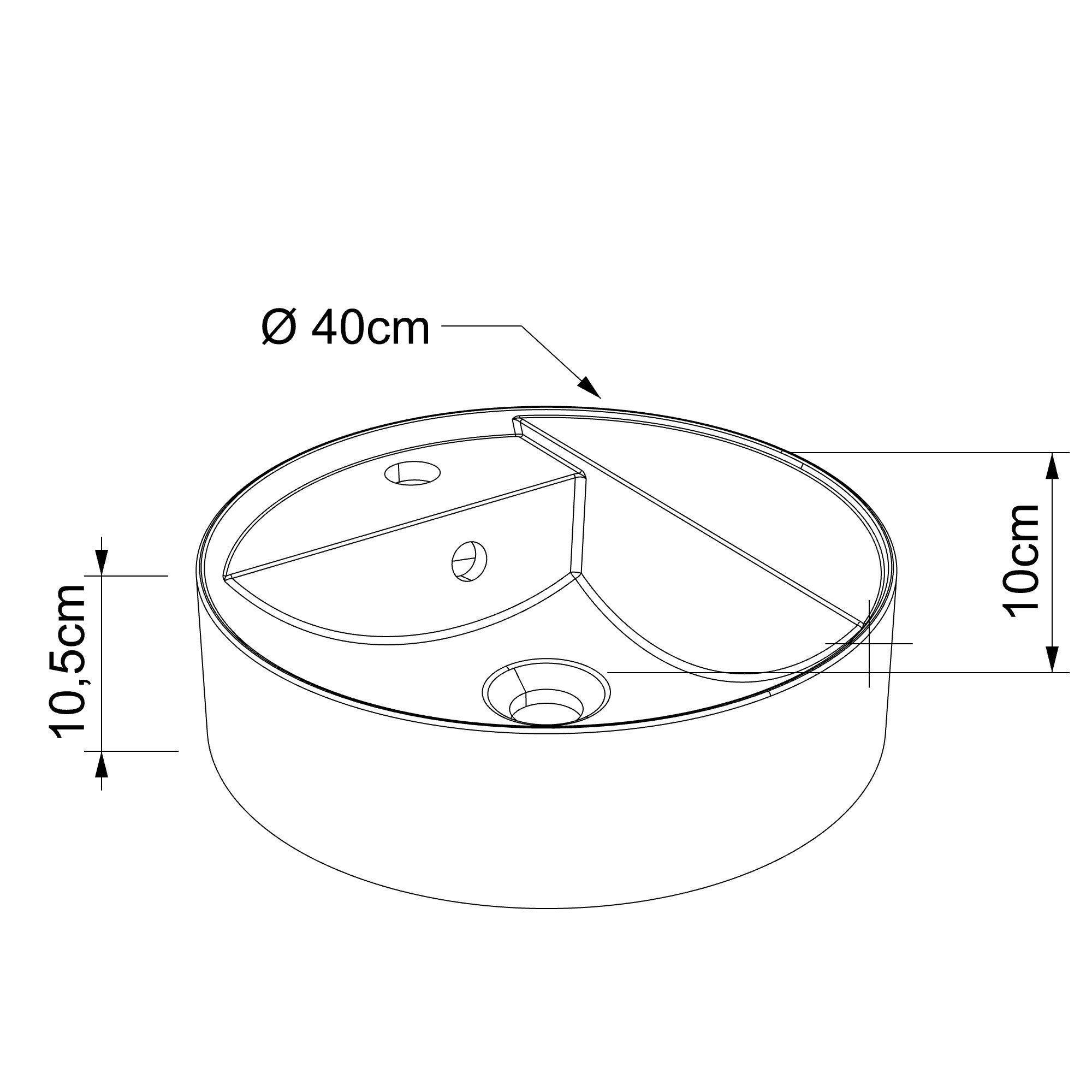 Vasque à poser en polybeton 40 x 12,2 x 40 cm CIRCLE 3