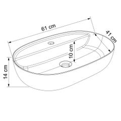 Vasque à poser ovale en céramique 60 x 13,5 x 40 cm SOL 3