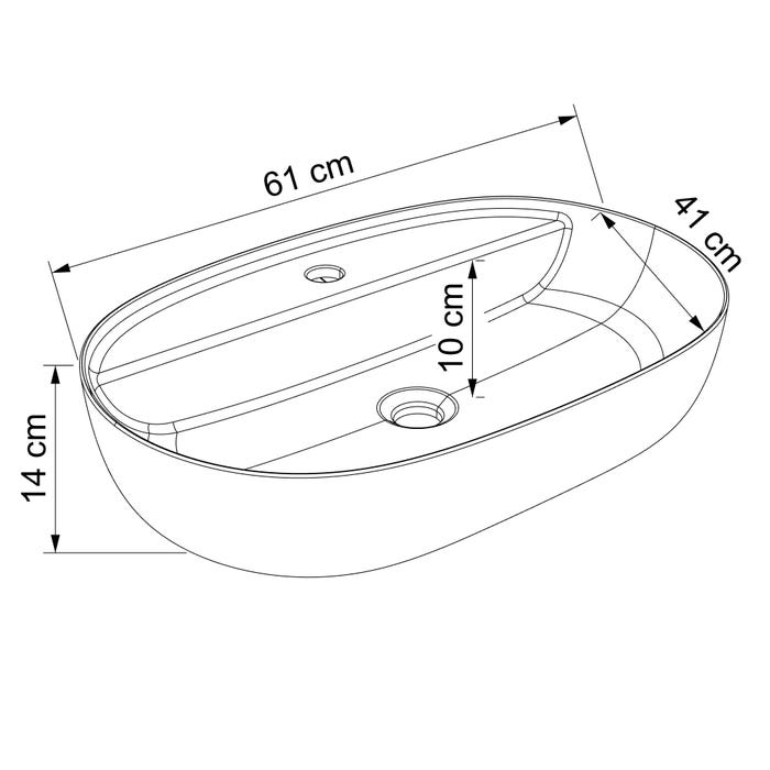 Vasque à poser ovale en céramique 60 x 13,5 x 40 cm SOL 3