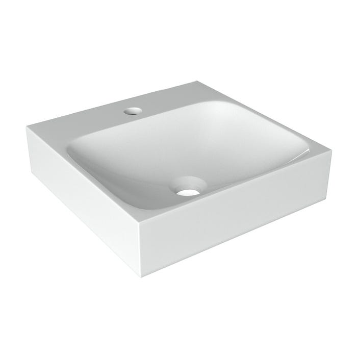 Vasque à poser carrée en polybeton 40 x 10,2 x 40 cm ELLEN 2
