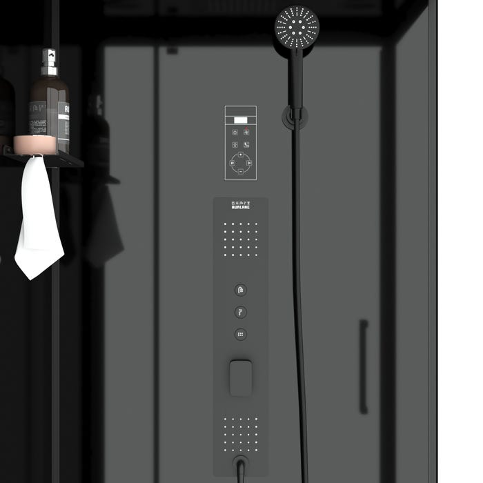 Cabine de douche Carrée Hydro 90x90x218 cm - Porte Pivotante - Fond & Profilés Noir Mat 1