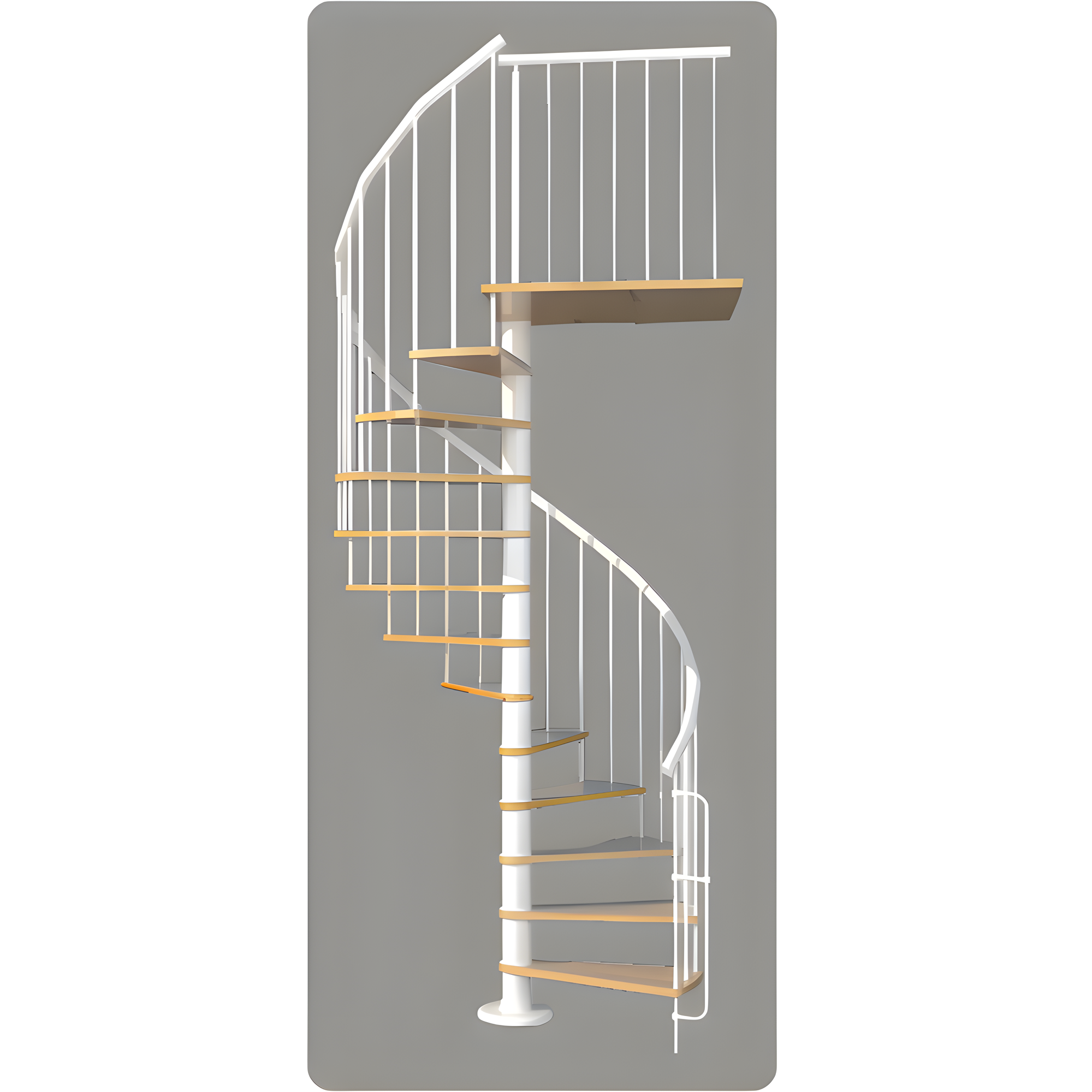 HandyStairs escalier colimaçon en métal "Bari" - 12 marches en hêtre pour hauteur 293cm - diamètre 120cm - Blanc 0
