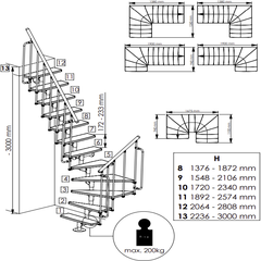 Escalier quart tournant "JOKER700" - largeur 76cm 1