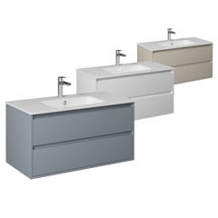 PRO Meuble salle de bain avec simple vasque 2 tiroirs Gris clair laqué largeur 70 cm 3