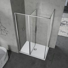GRAND VERRE Cabine de douche 140x90 en verre avec profilés en alu chromé à ouverture pivotante avec partie fixe 2