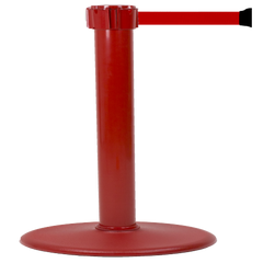 Poteau Alu Rouge laqué à sangle Rouge 3m x 50mm sur socle portable - 2053303 0