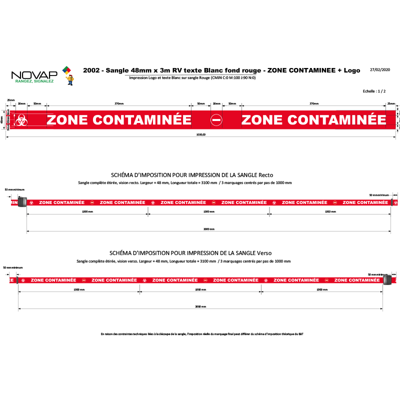 Poteau PVC Rouge/Blanc à sangle Rouge zone contaminée 4m x 50mm sur socle 9kg à lester - 2800358 1