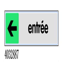 Plaquette de porte Entrée flèche gauche - Plexiglas couleur 170x45mm - 4032887 0