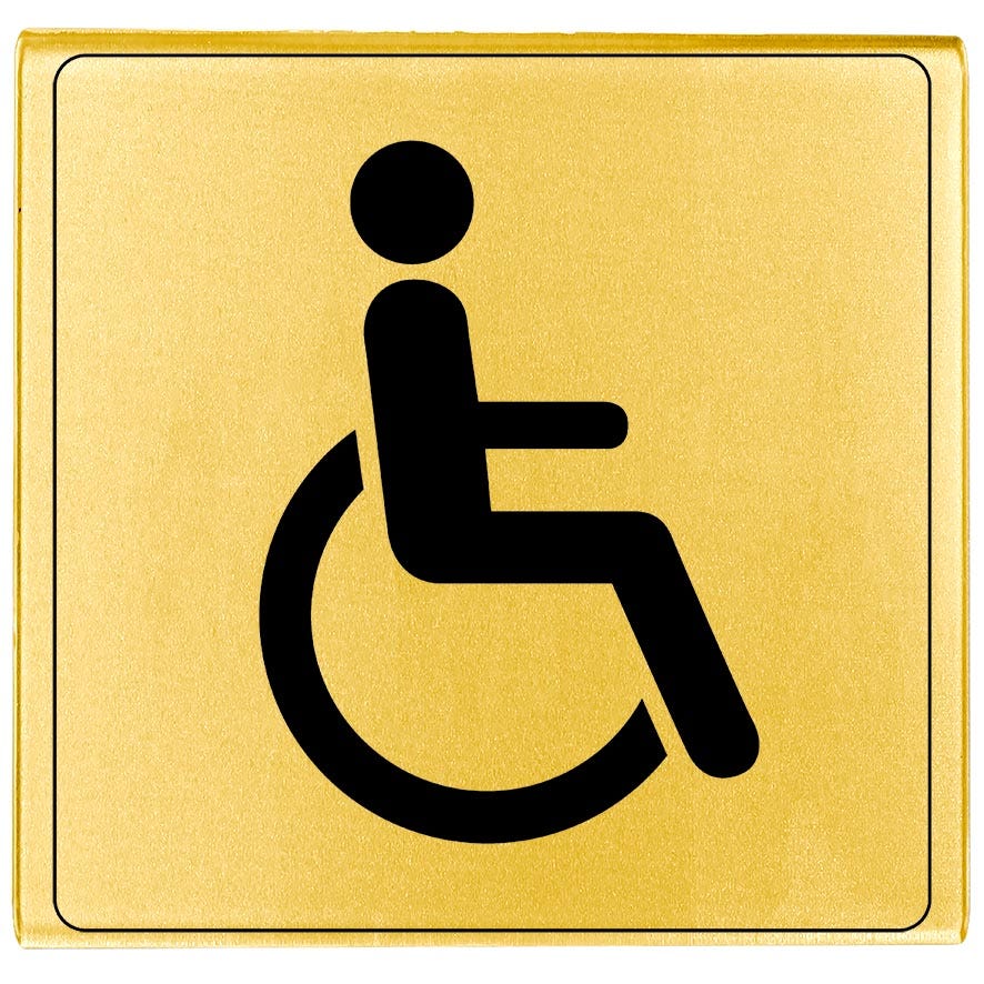 Plaquette WC handicapés - Plexiglas or 90x90mm - 4500270 0