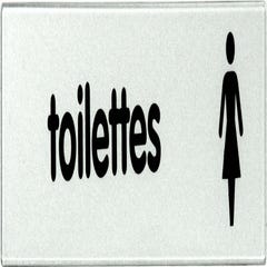 Plaquette Toilettes avec figurine dame - Plexiglas argent 170x45mm - 4322209 0