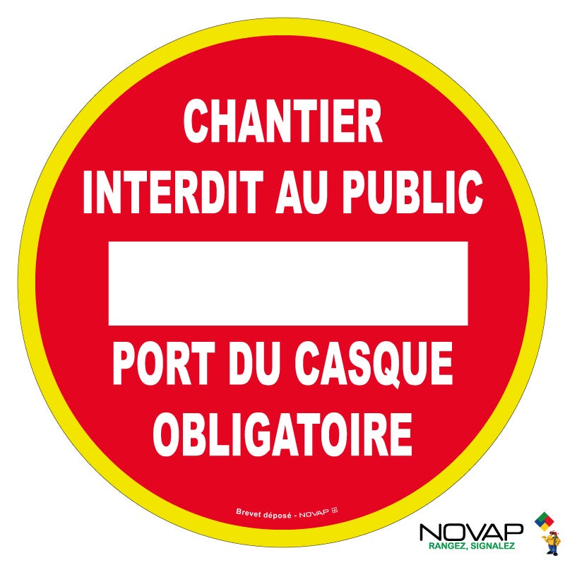 Panneau Chantier interdit au public - Port du casque obligatoire - haute visibilité - Ø 80mm - 4091471 0