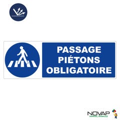 Panneau Passage Piétons obligatoire - Rétroréfléchissant Classe 2 - 450x150mm - 4038575 0
