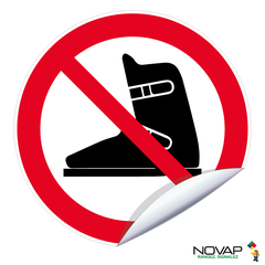 Panneau Chaussures de ski interdites - Vinyle adhésif Ø300mm - 4038131 0