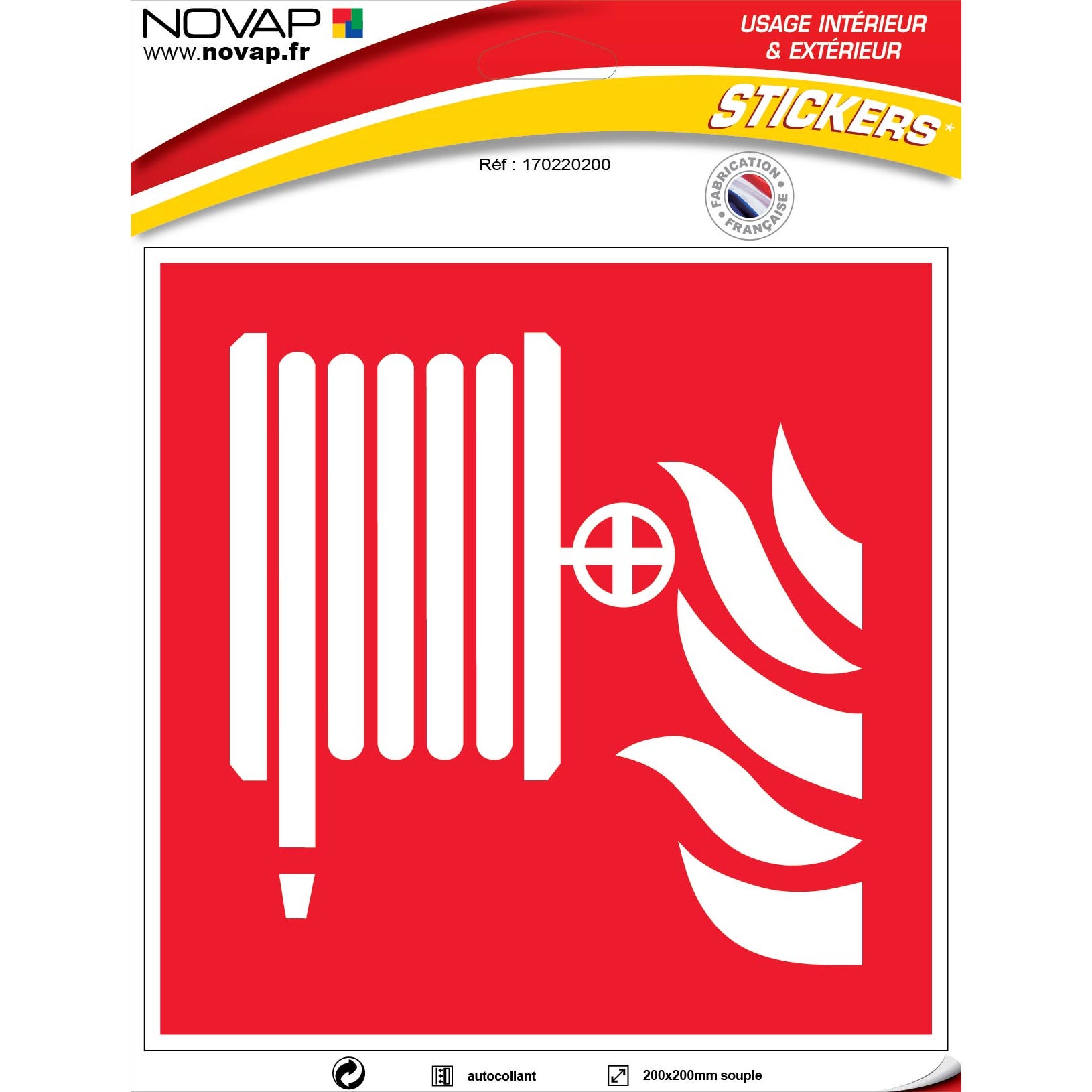 Panneau Robinet d'incendie armé - Vinyle adhésif 200x200mm - 4032429 0