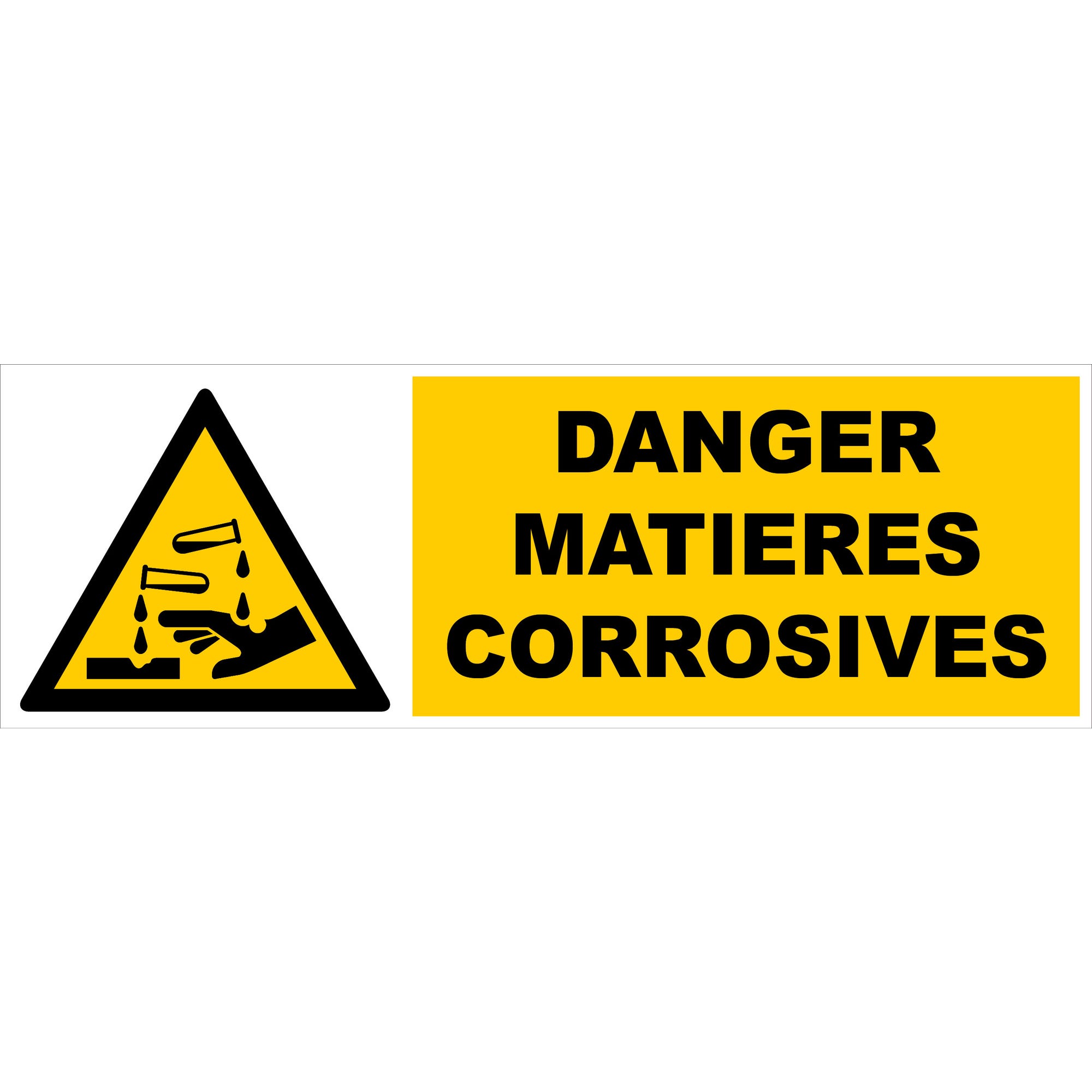 Panneau Danger matières corrosives - Rigide 450x150mm - 4030722 0